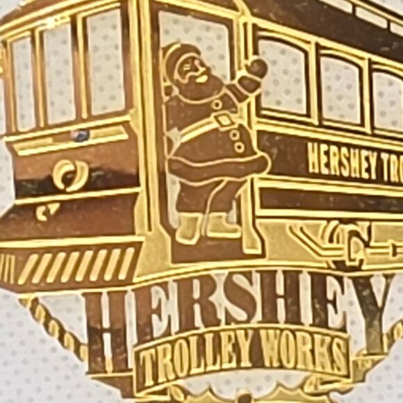 Hershey's Chocolate Christmas Ornament Gold Metal Trolley Works - Picture 6 of 7